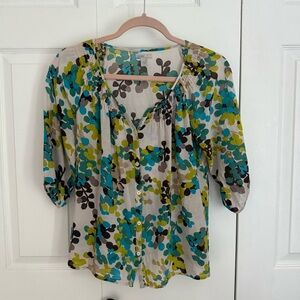 Old Navy Relaxed Blue and Green 3/4 Sleeve Blouse size small